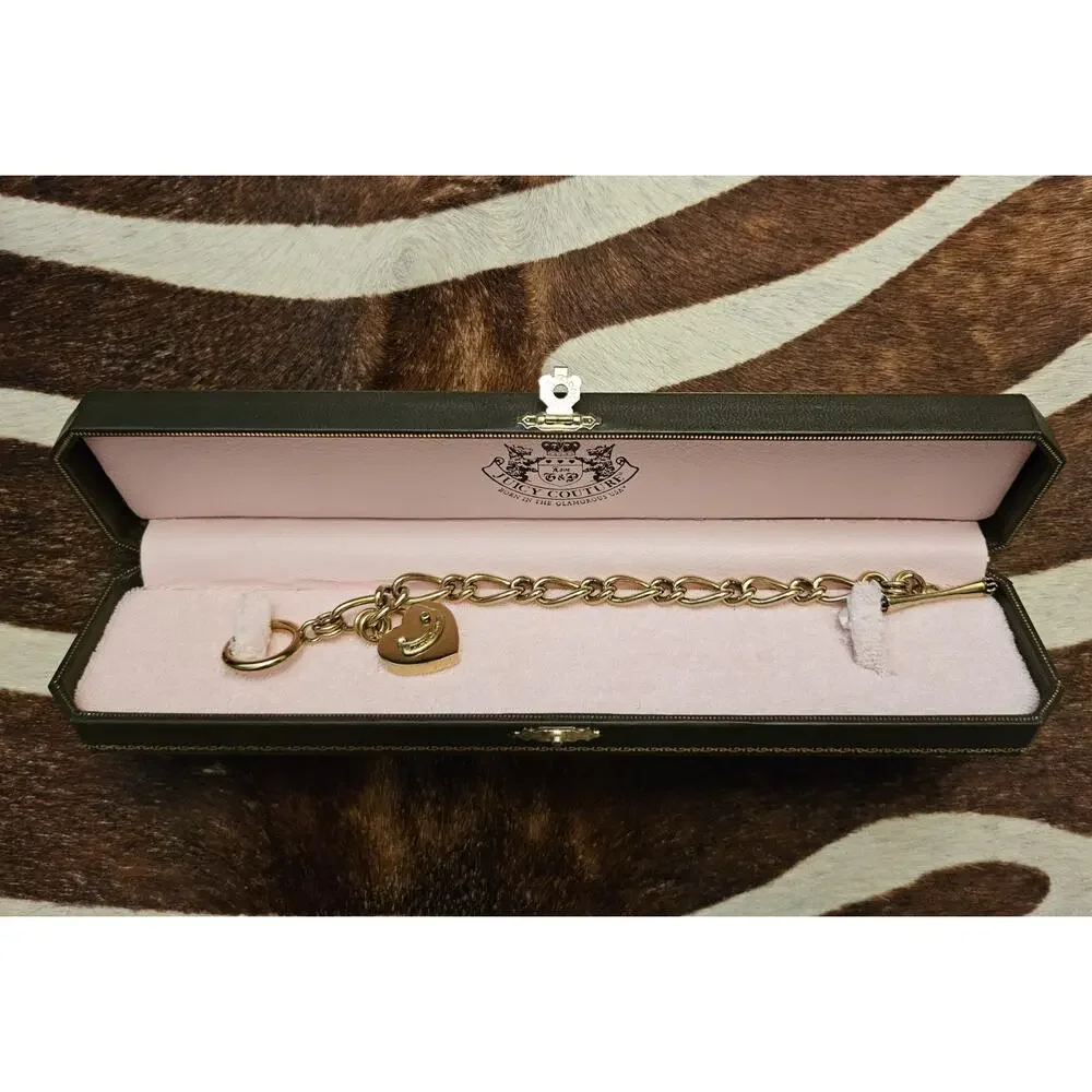 Vintage Y2K Juicy Couture Gold Tone Puffy Heart Bracelet 7